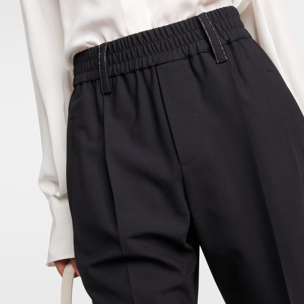 Brunello Cucinelli Monili Pants Gray Pull On Wool Blend Size 4